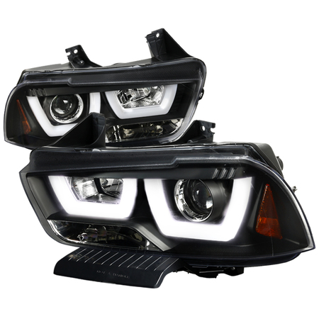 SPEC-D TUNING 11-14 Dodge Charger Projector Headlights Black Housing With LED 2LHP-CHG11JM-TM
